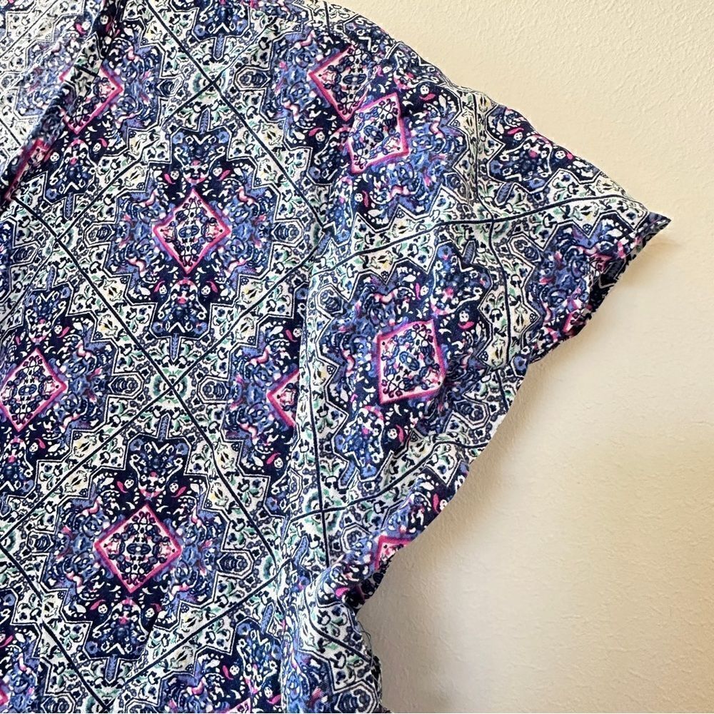 Kenar Womens Purple and Blue Tone Patterned Lightweight V-Neck M - Picture 4 of 11